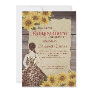 Vintage wood torn paper sunflower Quinceañera