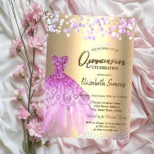 Violet Confetti Dots,Chic Dress Quinceañera
