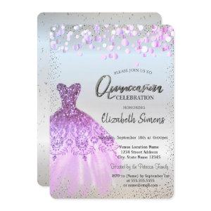 Violet Confetti Dots, Dress Silver Quinceañera