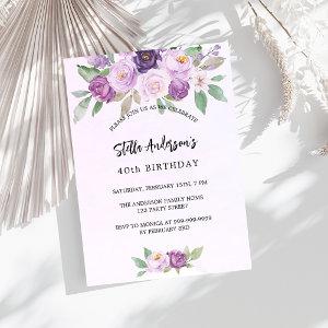 Violet flowers greenery birthday