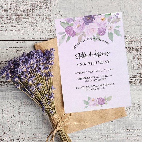 Violet flowers greenery luxury birthday