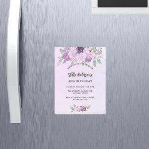 Violet flowers greenery luxury birthday magnetic