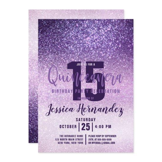 Violet Lilac Purple Triple Glitter Quinceañera