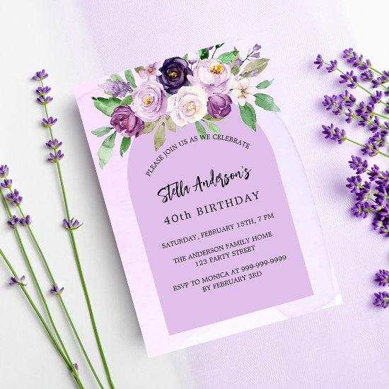 Violet purple flower greenery arch luxury birthday