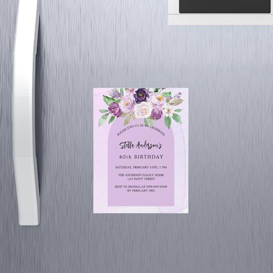 Violet purple flower greenery arch luxury birthday magnetic