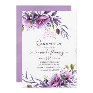 Violet Purple Poppy Floral Quinceañera