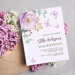Violet rose butterfly budget birthday