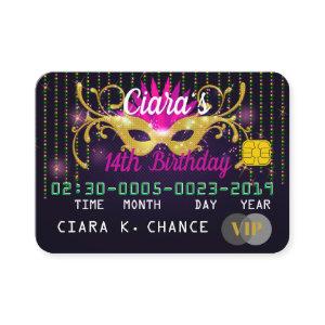 VIP Masquerade Birthday Credit Card