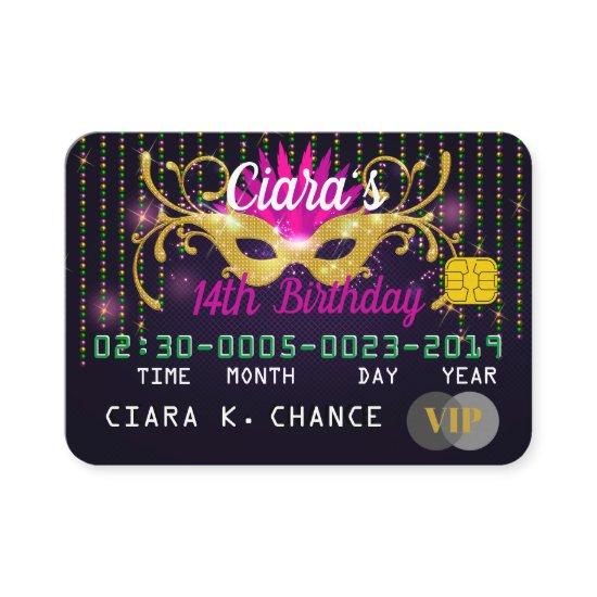 VIP Masquerade Birthday Credit Card