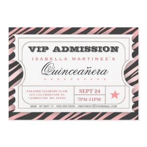VIP Ticket Zebra Glam Quinceanera Birthday Party