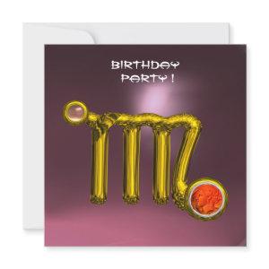 VIRGO/GOLD ZODIAC SIGN JEWEL PINK BIRTHDAY PARTY