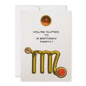 VIRGO /GOLD ZODIAC SIGN JEWEL WHITE BIRTHDAY PARTY