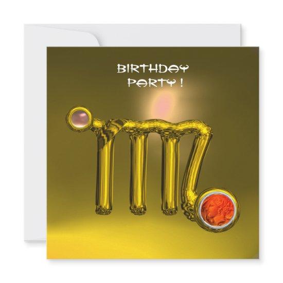 VIRGO/GOLD ZODIAC SIGN JEWEL YELLOW BIRTHDAY PARTY