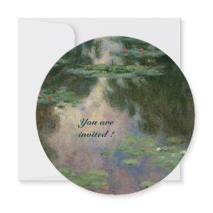 WATER LILIES IN PINK GREEN BLUE REFLECTIONS