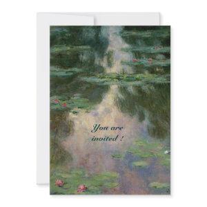 WATER LILIES IN PINK GREEN BLUE REFLECTIONS