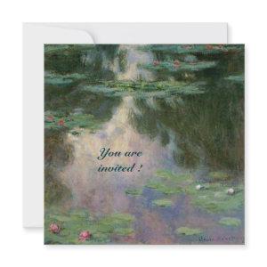 WATER LILIES IN PINK GREEN BLUE REFLECTIONS