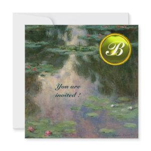 WATER LILIES /YELLOW GEMSTONE MONOGRAM