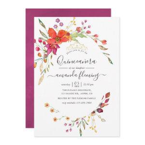 Watercolor Aquarelle Wild Flower Quinceañera