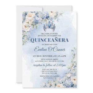 Watercolor blue flowers eucalyptus Quinceañera