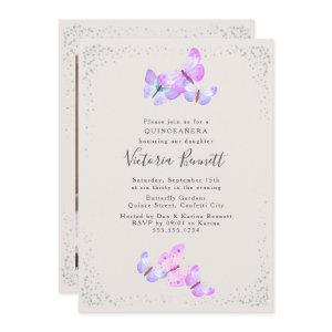 Watercolor Butterflies Portrait Photo Quinceanera