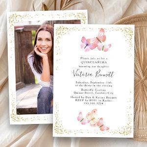 Watercolor Butterfly Quinceanera Photo 15th