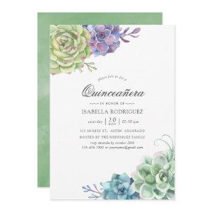 Watercolor Cactus Succulents Quinceañera