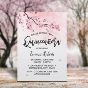 Watercolor Cherry Blossom Floral Quinceanera 15