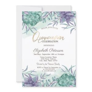 Watercolor Desert Succulents Quinceañera