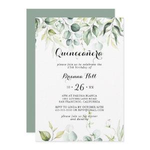 Watercolor Eucalyptus Greenery Quinceañera