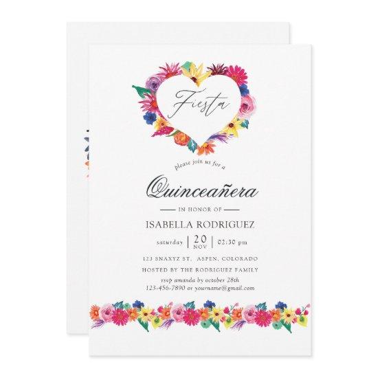 Watercolor Floral Fiesta Quinceañera