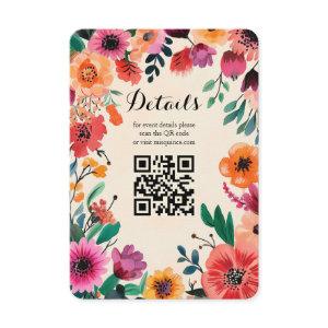 Watercolor Floral Frame Quinceañera CUSTOM QR Code Enclosure Card