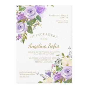 Watercolor Floral Gold Calligraphy Quinceanera