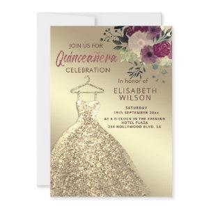 Watercolor Floral gold sequins dress Quinceañera I