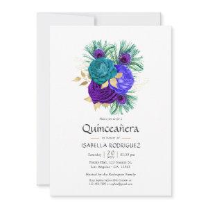 Watercolor Floral Mardi Gras Quinceañera