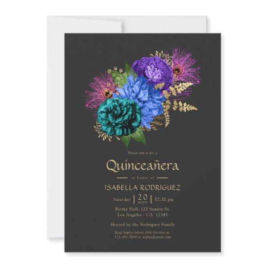 Watercolor Floral Mardi Gras Quinceañera Photo