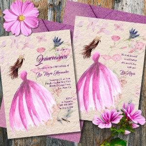 Watercolor Floral Pink Tones Quinceañera