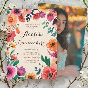 Watercolor Floral Quinceañera CUSTOM Photo