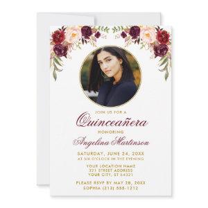 Watercolor Floral Round Photo Frame Quinceanera
