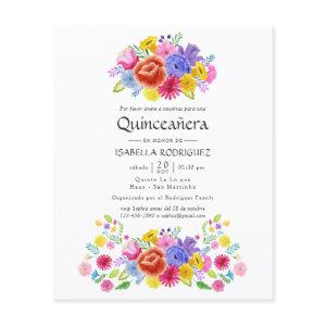 Watercolor Floral Spanish Fiesta Quinceañera Flyer