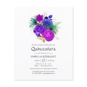 Watercolor Floral Spanish Mardi Gras Quinceañera Flyer