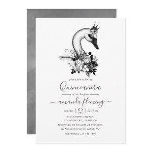 Watercolor Floral Swan Quinceañera