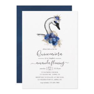 Watercolor Floral Swan Quinceañera