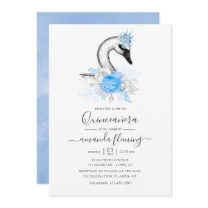 Watercolor Floral Swan Quinceañera