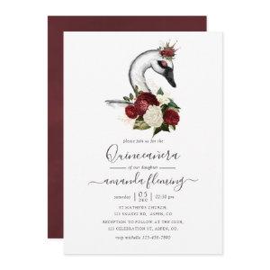 Watercolor Floral Swan Quinceañera