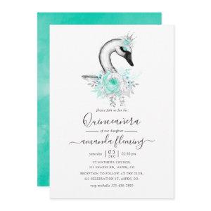 Watercolor Floral Swan Quinceañera