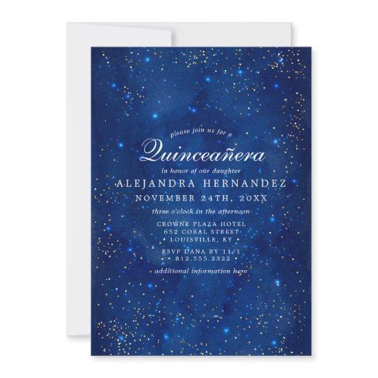 Watercolor Galaxy Cosmic Stars Starry Quinceañera