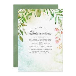 Watercolor Geometric Crystal Greenery Quinceañera