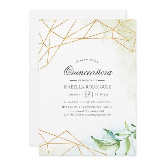 Watercolor Geometric Crystal Quinceañera