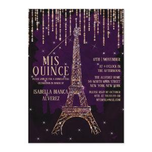 Watercolor Glitter Paris Eiffel Tower Quinceañera