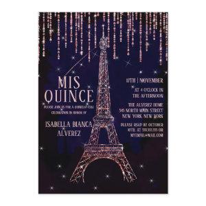 Watercolor Glitter Paris Eiffel Tower Quinceañera